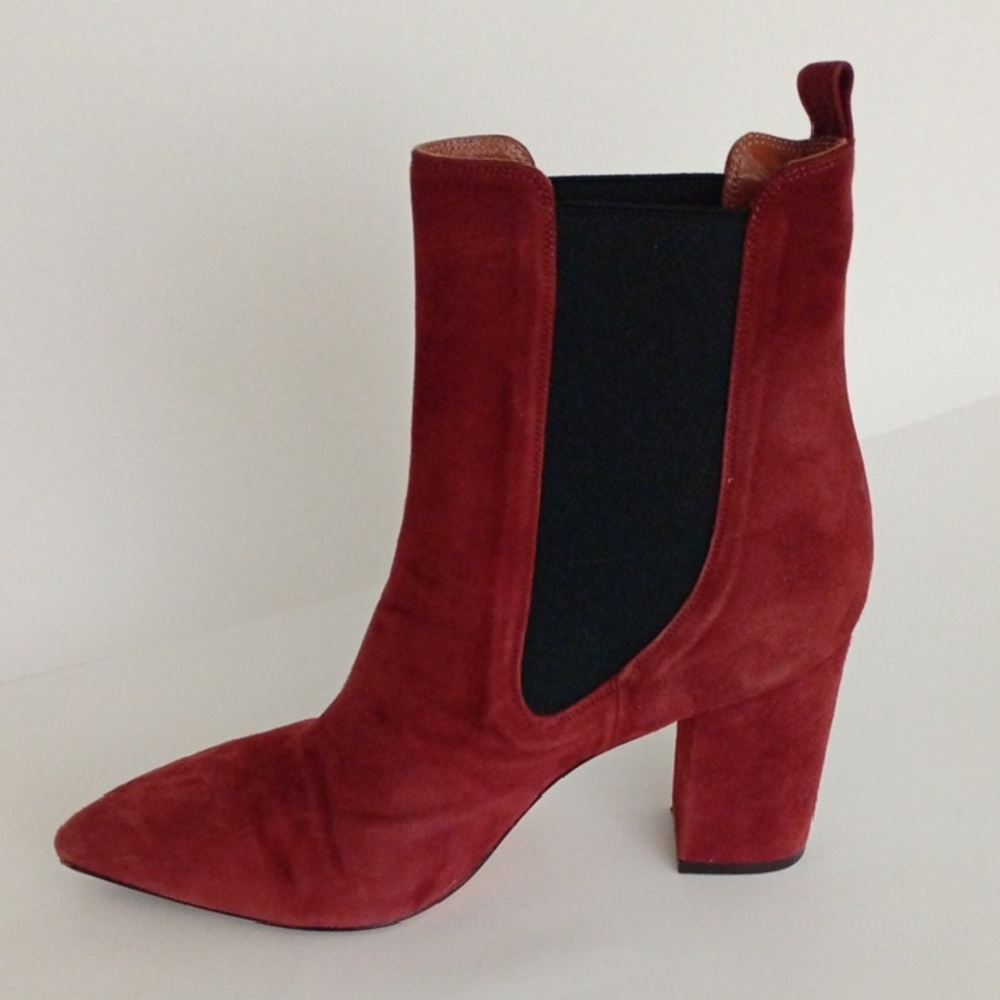 Vero Cuoio Paris Texas Brownish Red Block Heeled Boots with Pointed Toe Size 41